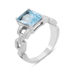 925 Sterling Silver Blue Topaz Rings