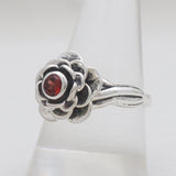 Natural Garnet Silver Blooming Flower Rings