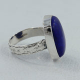 Natural Lapis Lazuli Gemstone Sterling Silver Ring