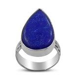 Natural Lapis Lazuli Gemstone Sterling Silver Ring