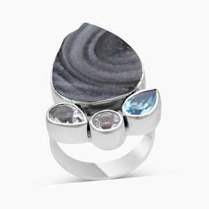 925 Sterling Silver Chalcedony Druzy Rings