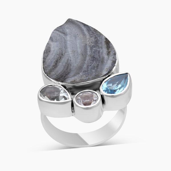 925 Sterling Silver Chalcedony Druzy Rings