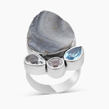 925 Sterling Silver Chalcedony Druzy Rings