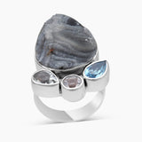 925 Sterling Silver Chalcedony Druzy Rings