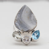 925 Sterling Silver Chalcedony Druzy Rings