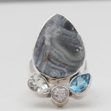 925 Sterling Silver Chalcedony Druzy Rings