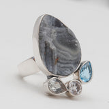 925 Sterling Silver Chalcedony Druzy Rings