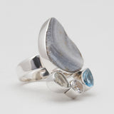 925 Sterling Silver Chalcedony Druzy Rings