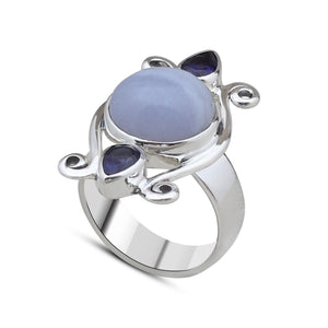 Blue Lace Agate Silver Rings