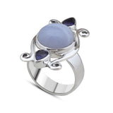 Blue Lace Agate Silver Ring