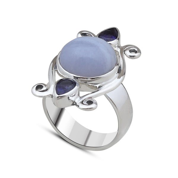 Blue Lace Agate Silver Rings