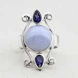 Blue Lace Agate Silver Ring