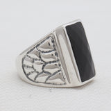 Checker Cut Black Onyx Mens Rings