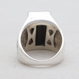 Checker Cut Black Onyx Mens Rings