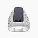 Checker Cut Black Onyx Mens Rings