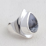 Natural Dendritic Opal Silver Ring