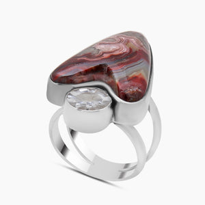925 Sterling Silver Crazy Lace Agate Rings