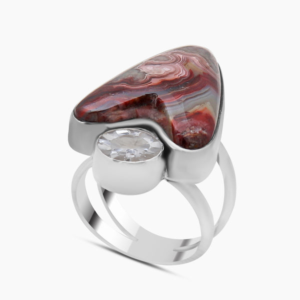 925 Sterling Silver Crazy Lace Agate Rings