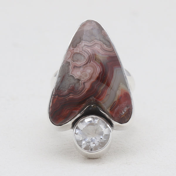925 Sterling Silver Crazy Lace Agate Rings