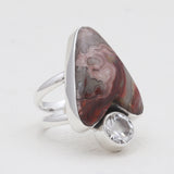 925 Sterling Silver Crazy Lace Agate Rings