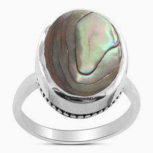 Abalone Shell Silver Rings