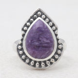 925 Sterling Silver Charoite Rings