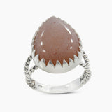 Peach Moonstone Gemstone Silver Rings