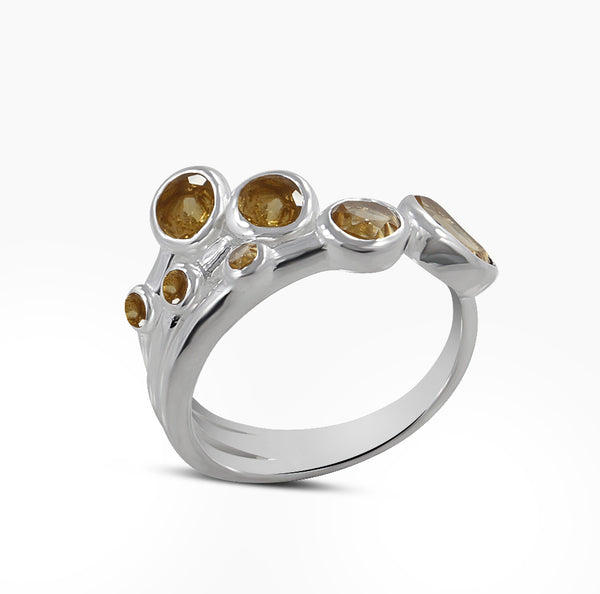 Natural Citrine Silver Rings