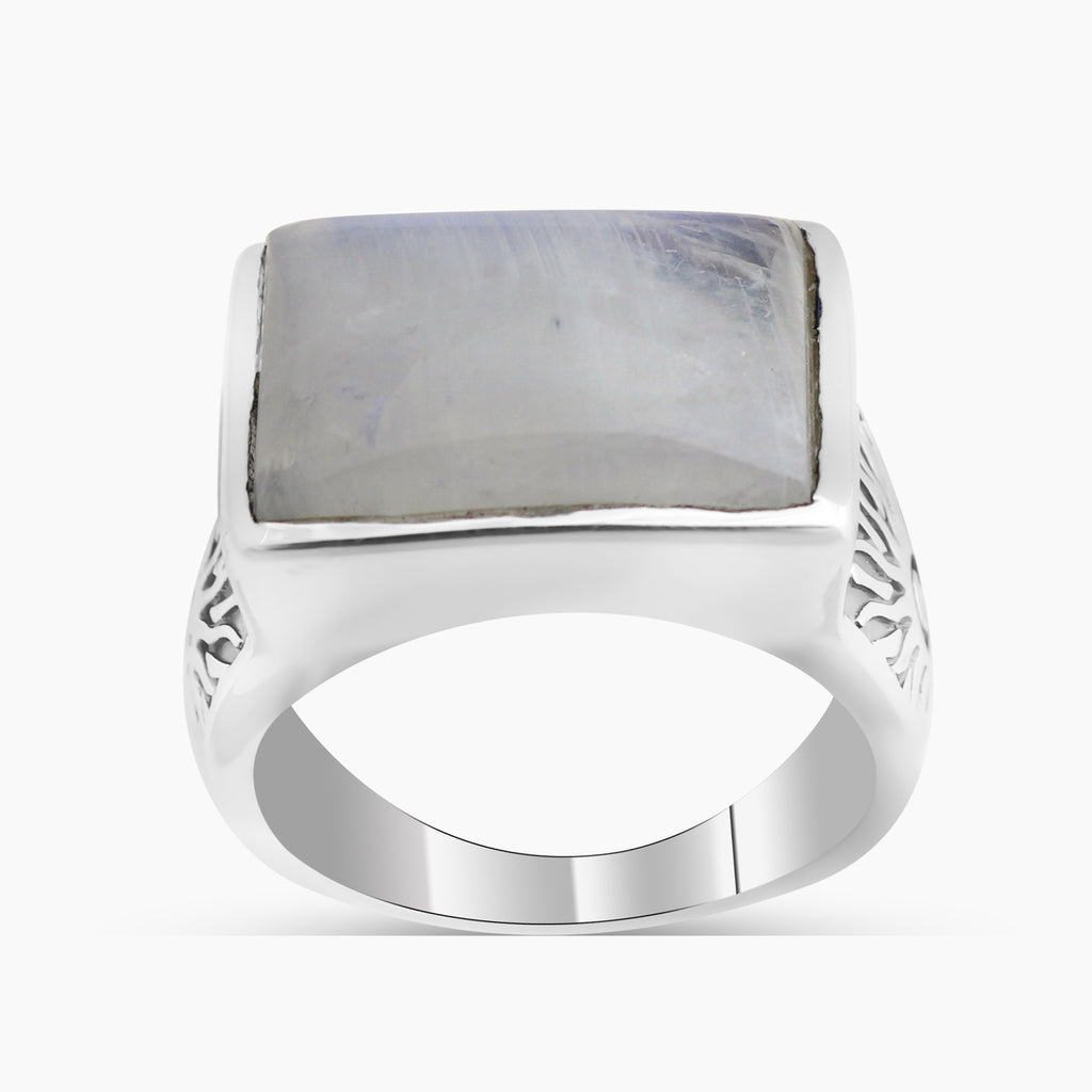 Rainbow Moonstone Silver Rings