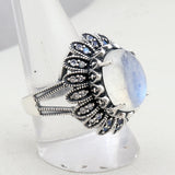 Rainbow Moonstone Silver Ring