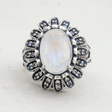 Rainbow Moonstone Silver Ring