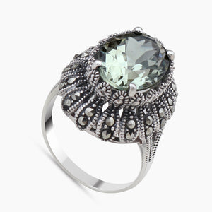 Green Amethyst Silver Rings