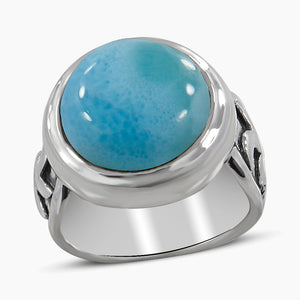 Natural Larimar Silver Rings