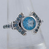 Birthstone Blue Topaz Silver Designer Ring