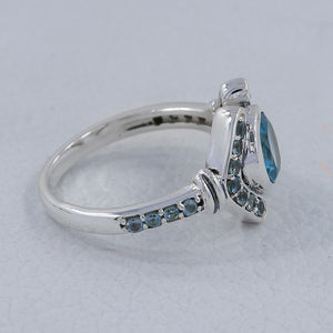 925 Sterling Silver Blue Topaz Rings