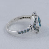 Birthstone Blue Topaz Silver Designer Ring