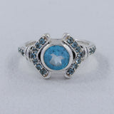 Birthstone Blue Topaz Silver Designer Ring