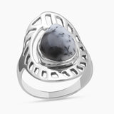 Natural Rainbow Moonstone Silver Rings