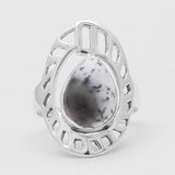 Natural Rainbow Moonstone Silver Rings