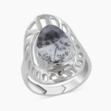 Natural Rainbow Moonstone Silver Rings