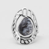Natural Rainbow Moonstone Silver Rings