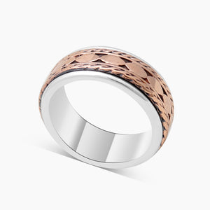 Two Tone Silver Band Rings