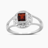 Natural Garnet Silver Rings