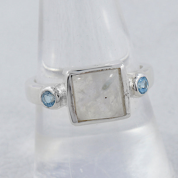 Rainbow Moonstone Silver Rings