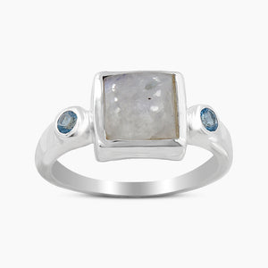 Rainbow Moonstone Silver Rings