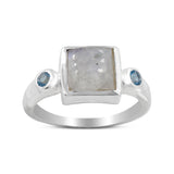 Rainbow Moonstone Silver Ring