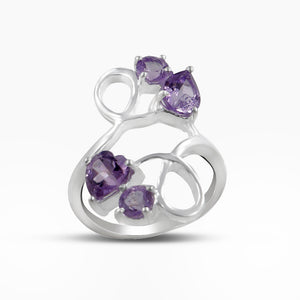 Natural Amethyst Silver Rings