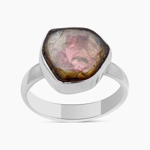 925 Sterling Silver Watermelon tourmaline Rings