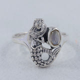 Rainbow Moonstone Gemstone Sea Nymph Design Silver Ring