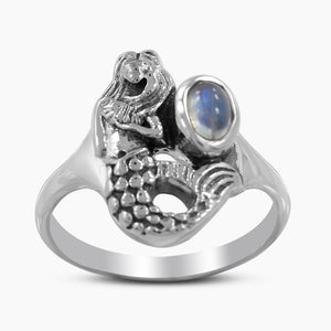 Rainbow Moonstone Silver Rings